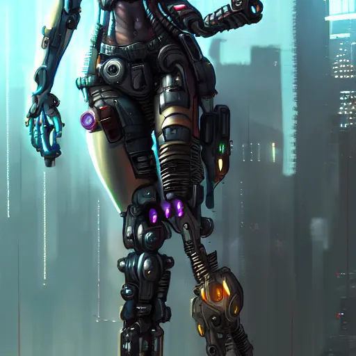 Image similar to cyberpunk cyborg girl, detailed, full shot, trending on artstation