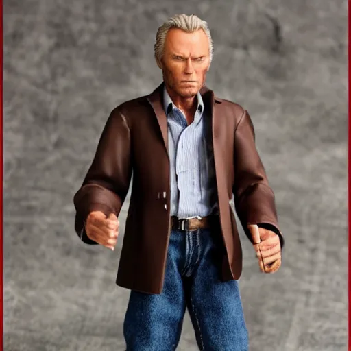 Image similar to clint eastwood action figure by hot toys. photo taken with nikon 8 5 mm f / 3. 5.