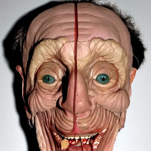 Prompt: a detailed male face by gunther von hagens