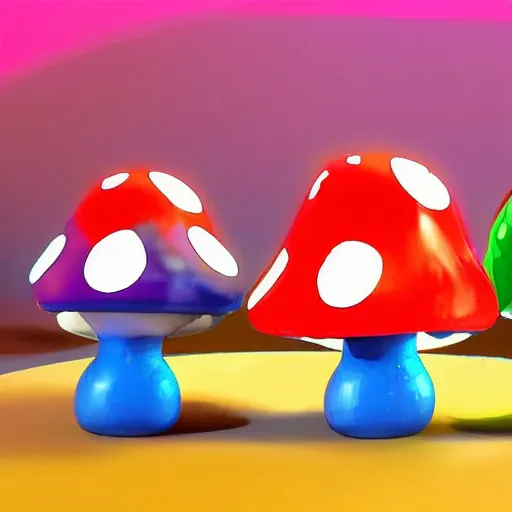 Prompt: anamorphic cartoon mushrooms dancing and having fun