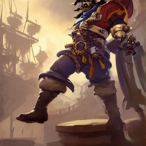 Image similar to greg manchess portrait painting of partially armored undead pirate captain lechuck as overwatch character, medium shot, asymmetrical, profile picture, organic painting, sunny day, matte painting, bold shapes, hard edges, street art, trending on artstation, by huang guangjian, gil elvgren, ruan jia, greg rutkowski, gaston bussiere