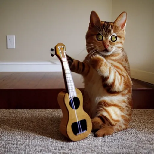 Image similar to cat playing ukulele