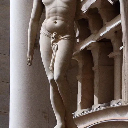 Prompt: neo - classical statue skinned alive