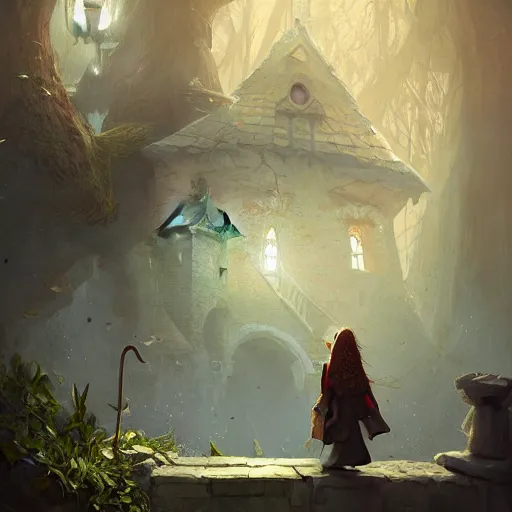 Prompt: house of little wizards, magical world, by greg rutkowski, sung choi, photo realistic, 8 k, cinematic lighting, hd, atmospheric, hyperdetailed, trending on artstation, devainart, digital painting, glow effect