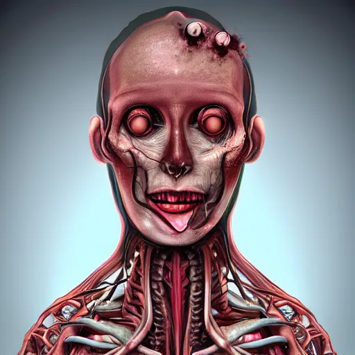 Image similar to an evolved human with new organs to thrive in the future ( body horror ), award winning digital art realistic