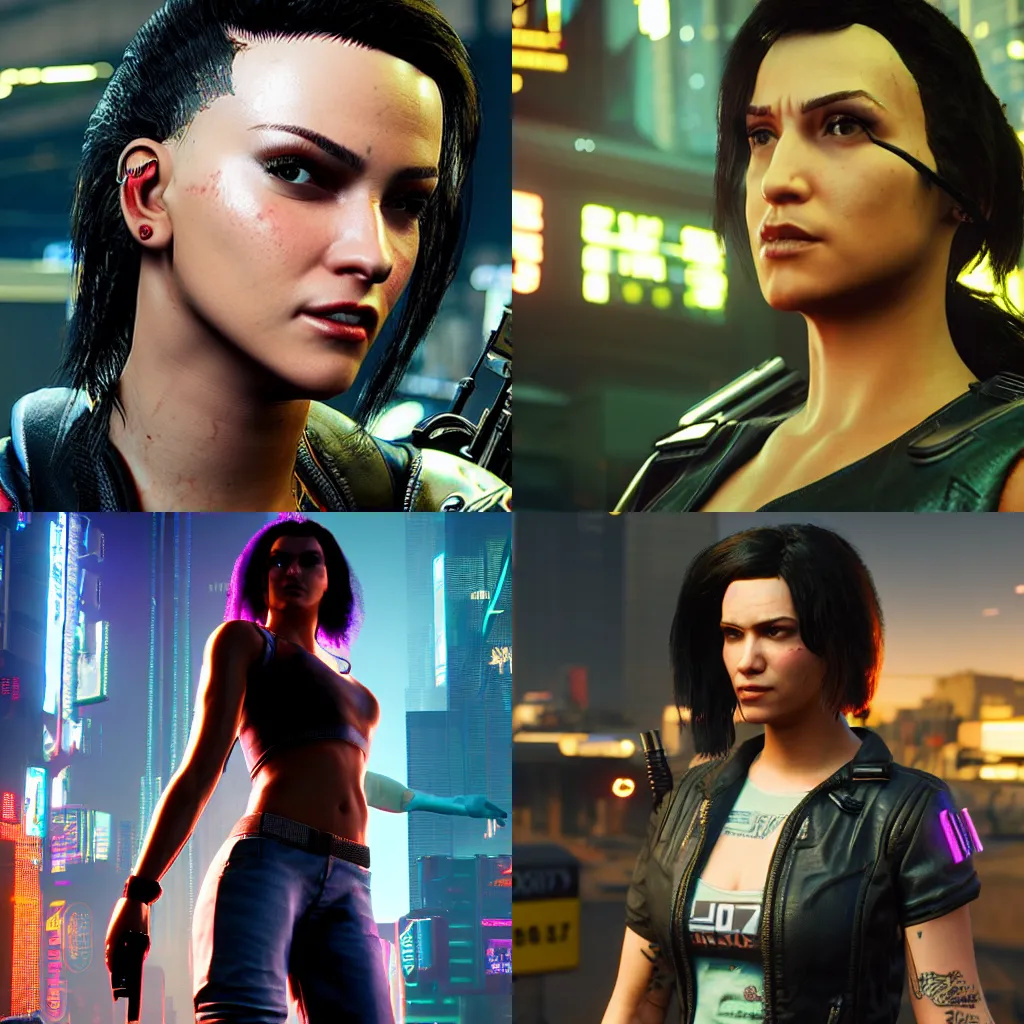 Prompt: a profile shot of the video game character Judy Alvarez from the video game Cyberpunk 2077