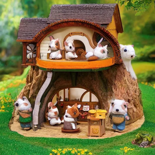 Image similar to lord of the rings calico critters in the shire