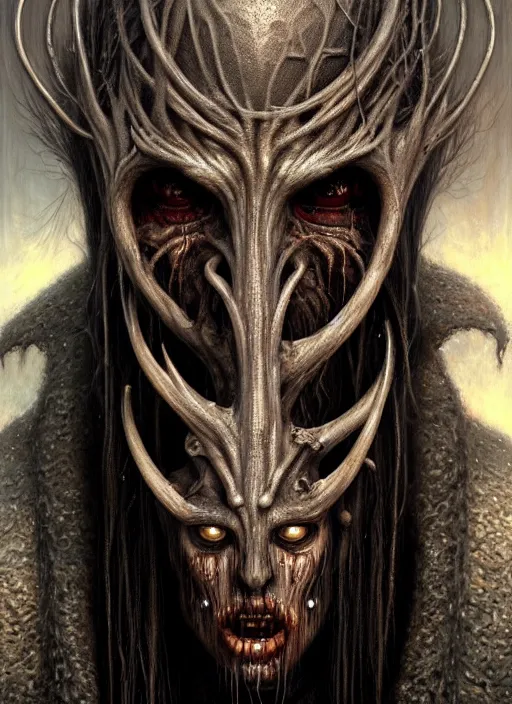 Prompt: closeup portrait shot of a wendigo in a scenic dystopian environment, intricate, elegant, highly detailed, centered, digital painting, artstation, concept art, smooth, sharp focus, illustration, artgerm, tomasz alen kopera, peter mohrbacher, donato giancola, joseph christian leyendecker, wlop, boris vallejo