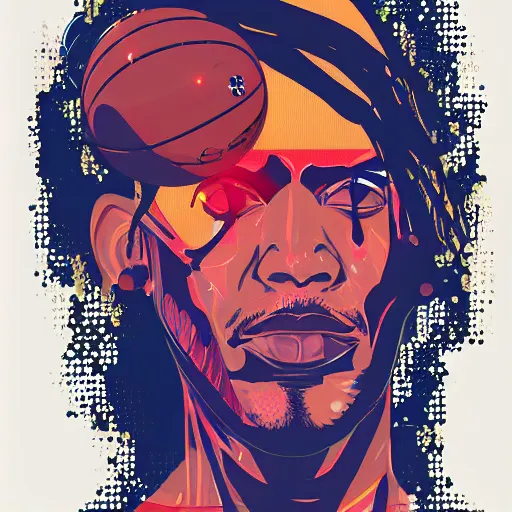 Prompt: a cybernetically enhanced portrait of kawhi leonard spinning a basketball with robotic hands by conrad roset, hyperdetailed, cyberpunk, cool, trending on artstation