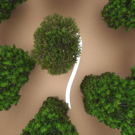 Prompt: photo of a tree that looks like an exclamation mark, aerial view, trending on. artstation