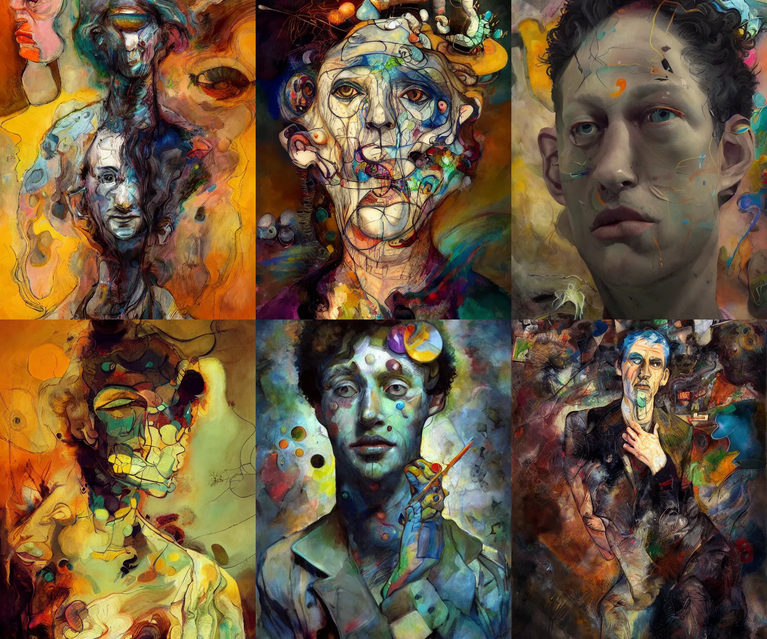Prompt: the personification of depression, in the style of disco elysium, expressionism, surrealism, artstation, trending, by aleksander rostov, jenny saville, rembrandt, alex kanevsky, wassily kandinsky, dave mckean, yoshitaka amano