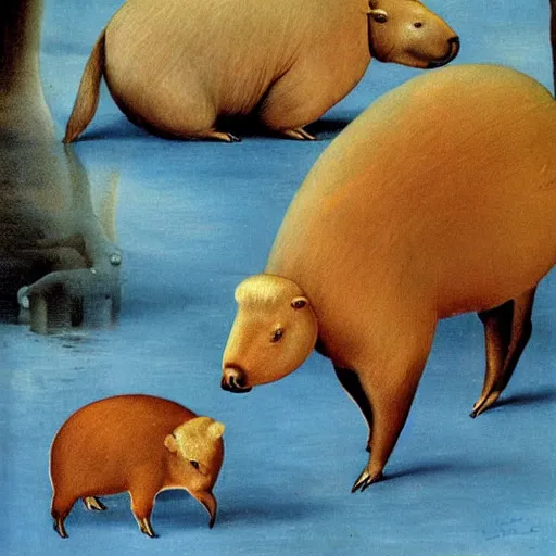 Prompt: capybaras, by salvador dali,