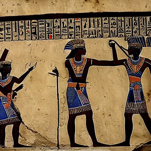 Image similar to ancient Egyptian mural depicting Hitler