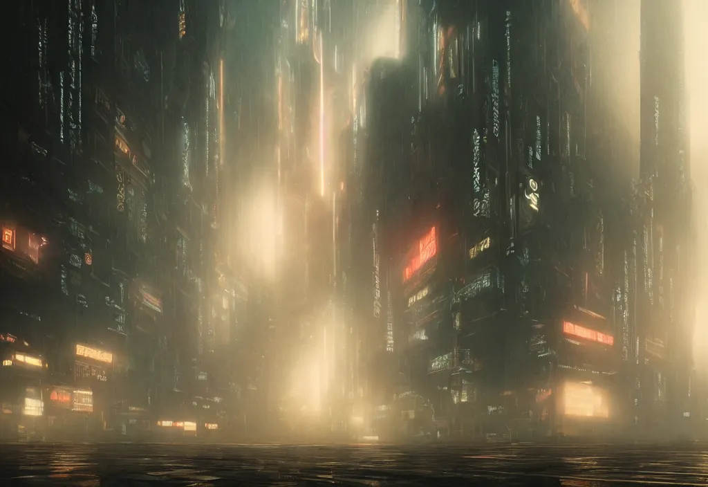 Image similar to a dramatic epic ethereal stunning beautiful and insanely detailed matte painting of a Blade Runner movie still, atmospheric and vaporwave composition, winning-award masterpiece, fantastic, octane render, 8K HD Resolution, High quality image