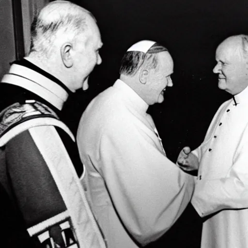 Image similar to Adolph Hitler meeting John Paul II, famous photo