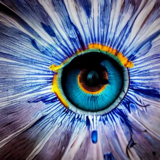 Prompt: A close up shot of a crying eye, blue iris realistic 4k athmospheric ultra HD
