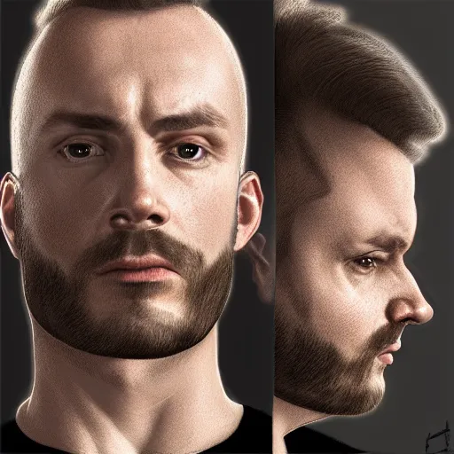 Image similar to realistic head portrait, 30 year old man, Spain :: athletic, angered, short black hair :: chain mail :: high detail, digital art, RPG, concept art, illustration