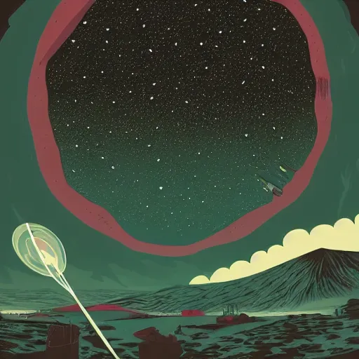 Image similar to ilya kuvshinov, mcbess, rutkowski, illustration of an amazing meteor shower