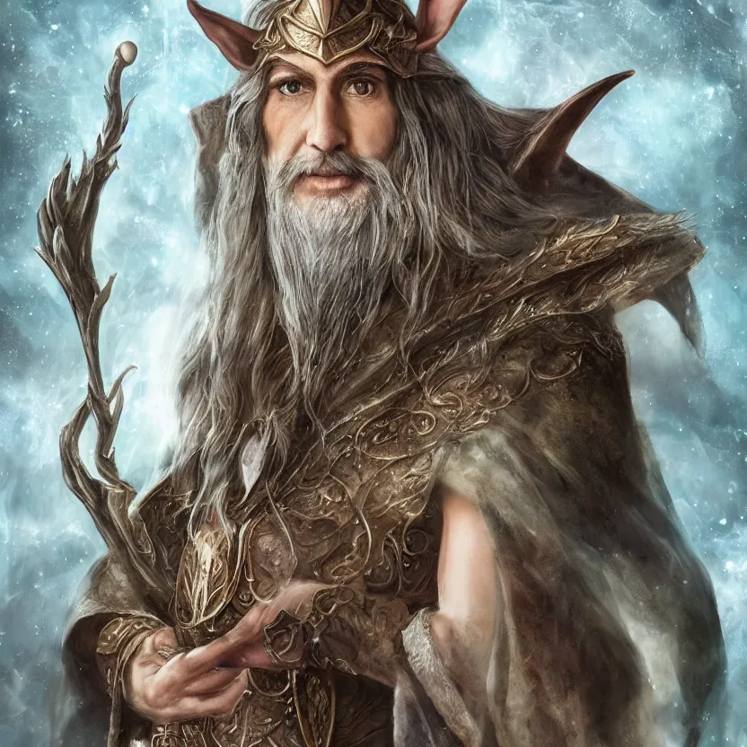 Image similar to Portrait photo of a fantasy elven wizard