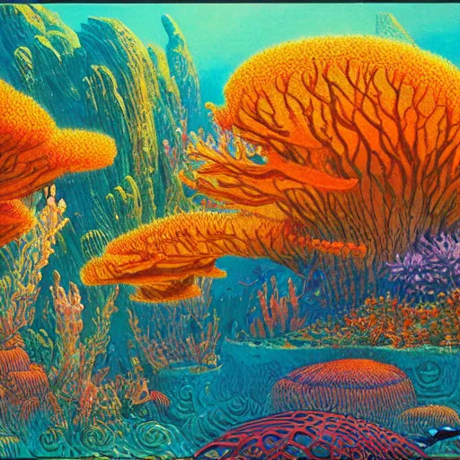 a beautiful painting of an enchanting coral reef