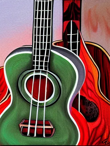 Prompt: highly detailed painting of an ukulele, digital painting, realistic