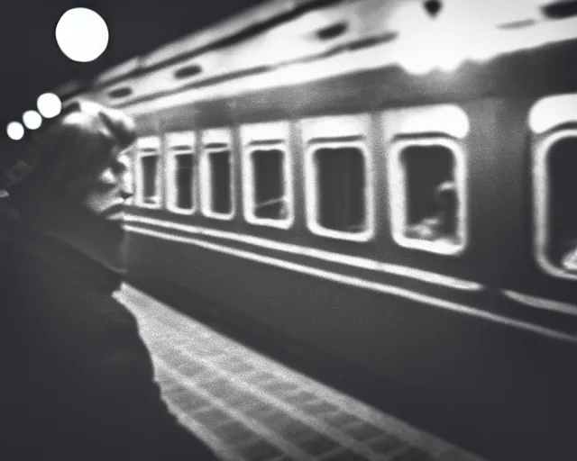 Image similar to a lomography photo of rumble between two chthonic aliens in soviet train this morning, bokeh,