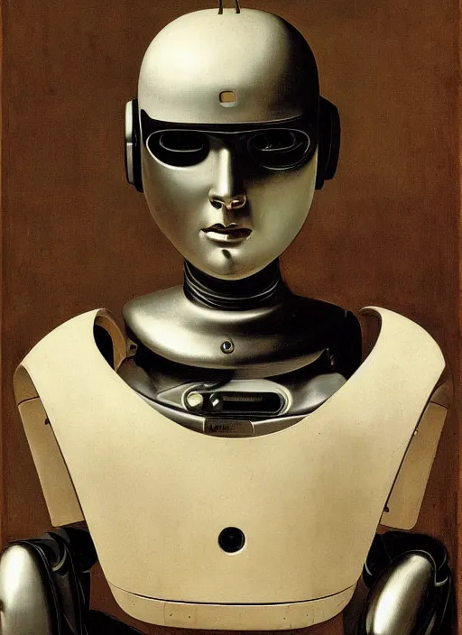 Image similar to a portrait of a robot by Caravaggio