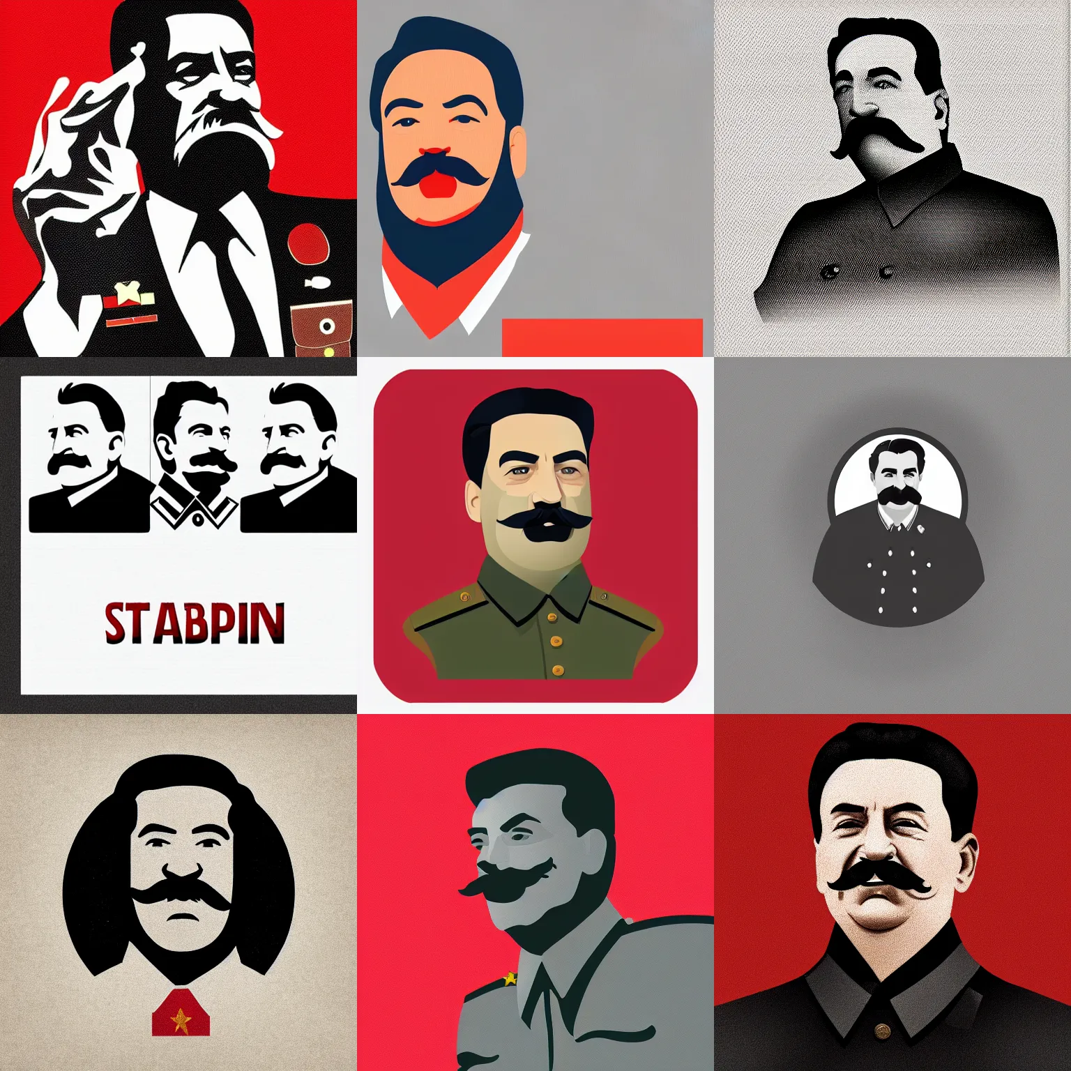 Prompt: stalin, digital art, corporate memphis, flat design, minimal