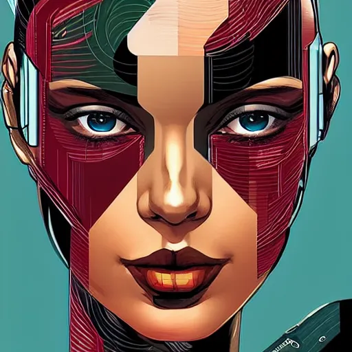 Image similar to portrait of a female android, by MARVEL comics and Sandra Chevrier