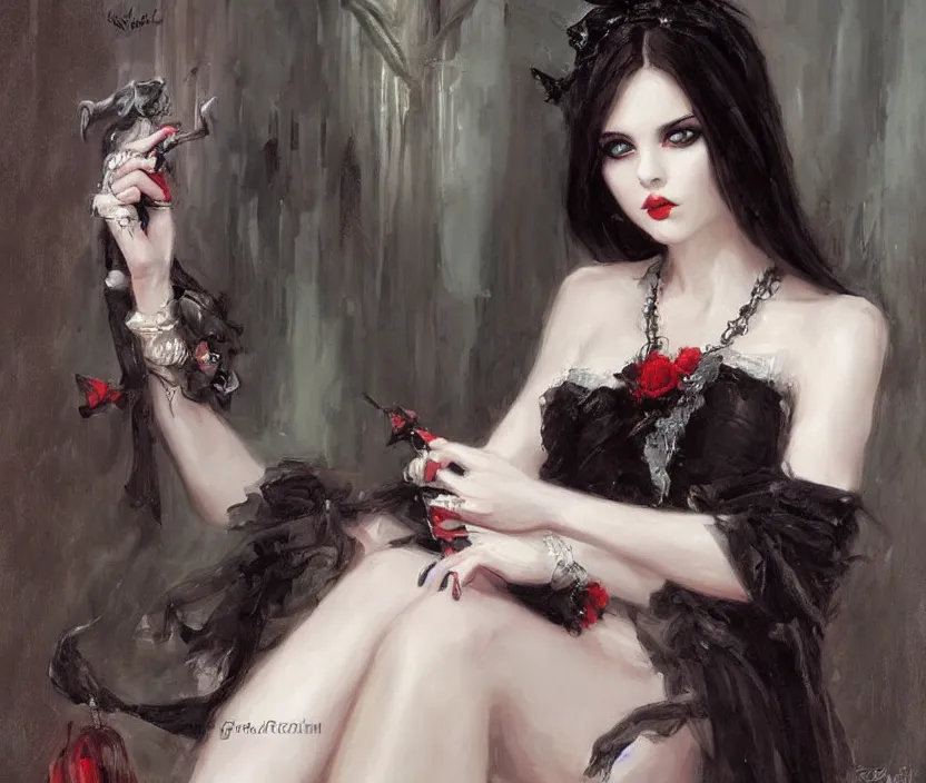 Image similar to Gothic girl portrait by Konstantin Razumov