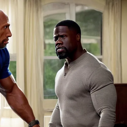 Image similar to dwayne johnson and kevin hart in the movie step brothers