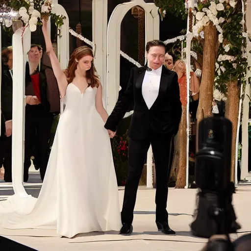 Image similar to elon musk marrying emma watson 4k photography