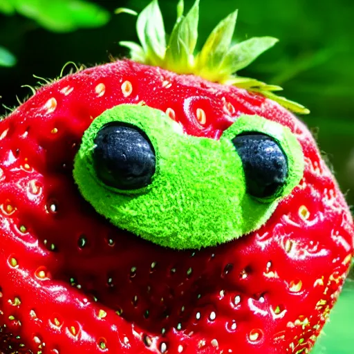 Image similar to strawberry creature with multiple eyes