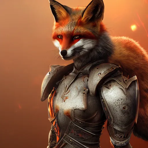 Image similar to warrior with fox themed armor, highly detailed, 4 k, hdr, award winning, octane render, artstation
