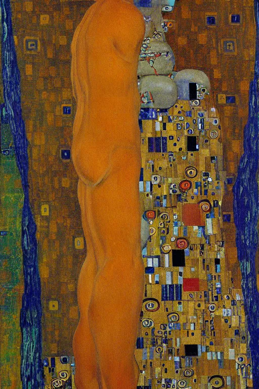 Image similar to robot monk painting a self - portrait on a canvas. intricate, highly detailed, photorealistic, film still, by gustav klimt.