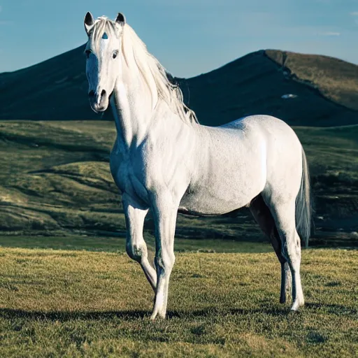 Prompt: white horse wearing black gi