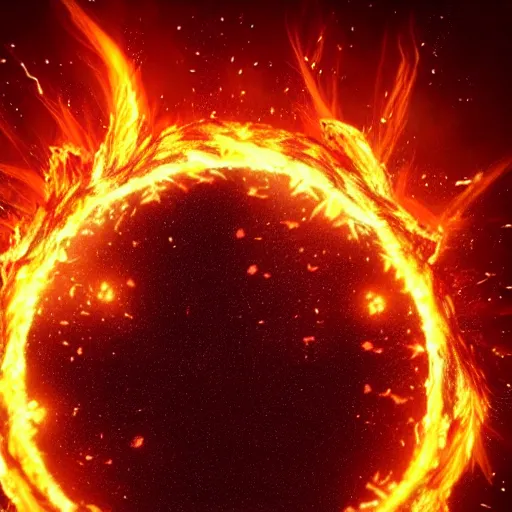 Image similar to a burning phoenix inside of a perfect circle made out of white and gold powder splash smoke, a black sky with stars in the background, d&d, epic shot, backlight, embers and sparks, high fantasy, 3d render, cgi rendering, very detailed, unreal engine, octane render, wallpaper