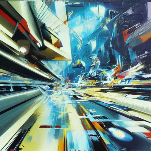Image similar to minimalist dimensions shift warp concept art oil painting by john berkey , loosely detailed, brush hard
