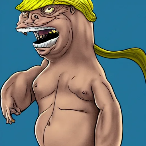 Image similar to donald trump as a fat lizard man