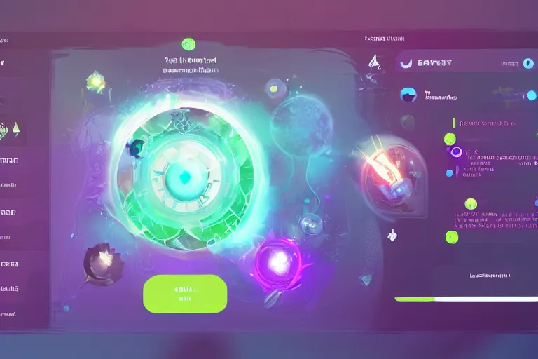 Image similar to fantasy sci - fi ui design for a game about making magical potions. clean. modern. fantasy.