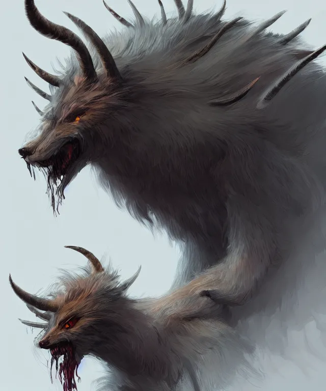 Image similar to a mythical creature covered in fur and spitting caustic acid, fantasy, elegant, digital painting, artstation, concept art, matte, sharp focus, illustration, art by nick sullo