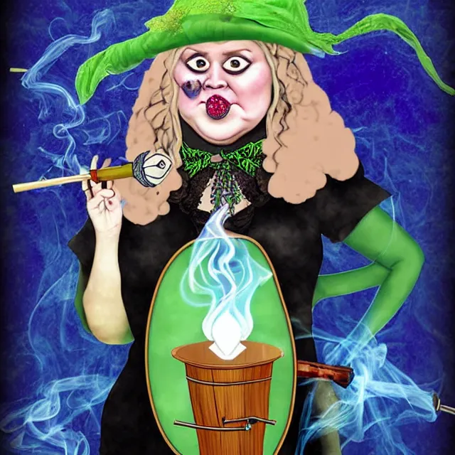 Image similar to fat witch smokin bong!dream fat witch smokin bong