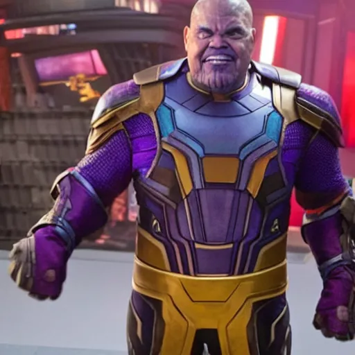 Prompt: george lopez as thanos, still from avengers endgame