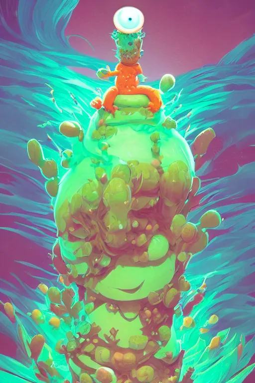 Image similar to roots cactus sushi cristal smurf ghost creature animal sushi cristal very big eye roots cactus elemental flush of force nature micro world fluo fishscale, behance hd by jesper ejsing, by rhads, makoto shinkai and lois van baarle, ilya kuvshinov, rossdraws radiating a glowing aura global illumination ray tracing hdr