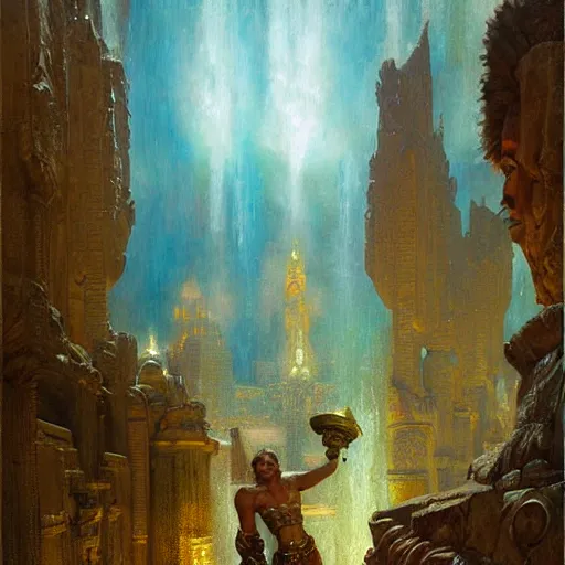 Image similar to atlantis. highly detailed painting by gaston bussiere, craig mullins, j. c. leyendecker 8 k