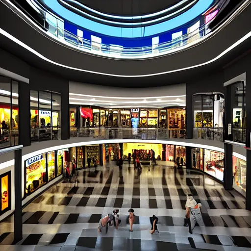 Prompt: hyperrealism photography computer simulation visualisation of parallel universe mall in surreal scene from art house movie from future by caravaggio