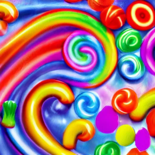 Prompt: candy land, impressionist