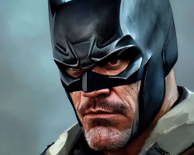 Image similar to highly detailed portrait of josh brolin as batman unmasked, in gta v, stephen bliss, unreal engine, fantasy art by greg rutkowski, loish, rhads, ferdinand knab, makoto shinkai and lois van baarle, ilya kuvshinov, rossdraws, tom bagshaw, global illumination, radiant light, detailed and intricate environment