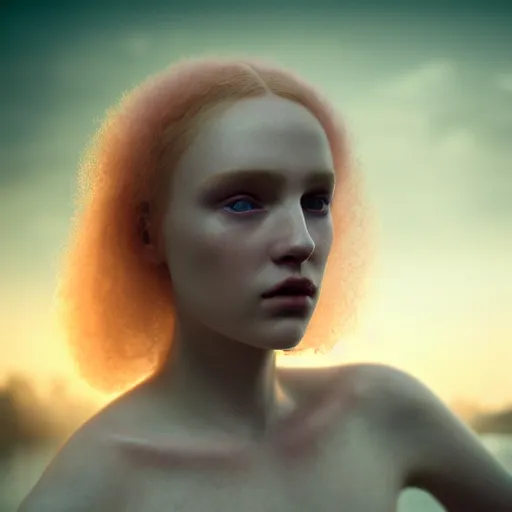 Prompt: photographic portrait of a stunningly beautiful english renaissance fighting female in soft dreamy light at sunset, beside the river, soft focus, contemporary fashion shoot, in a denis villeneuve and tim burton movie, by edward robert hughes, annie leibovitz and steve mccurry, david lazar, jimmy nelsson, extremely detailed, breathtaking, hyperrealistic, perfect face, octane render