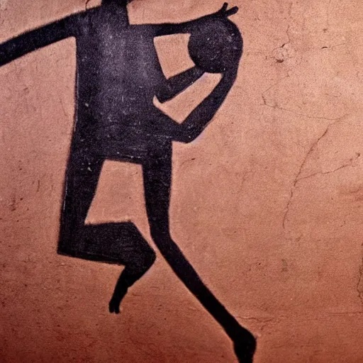 Image similar to Ancient cave painting of a basketball player, photo